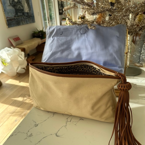 Vintage 🇺🇸 JESSICA KAGAN CUSHMAN Canvas Clutch Handbag American Flag Patriotic - Picture 7 of 11